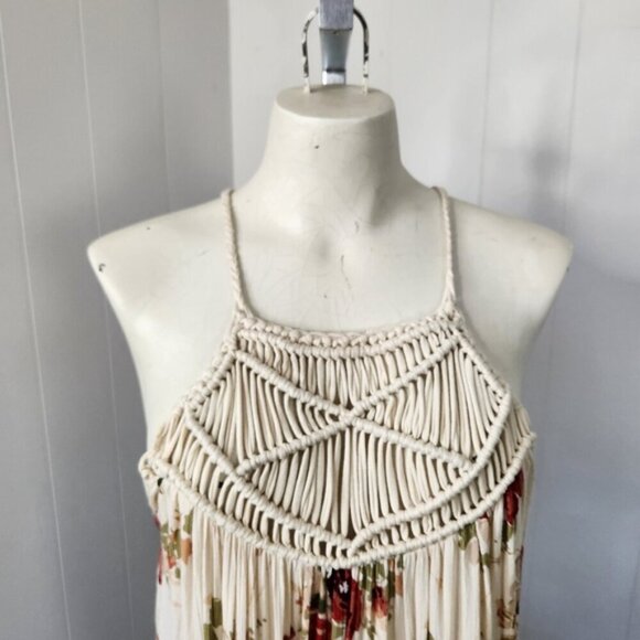 Volcom Womens Shello Mini Dress Floral Beachy Crochet Sleeveless Romantic Boho - Picture 5 of 11